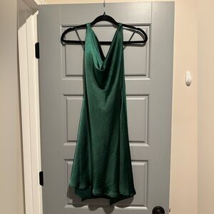 Short green silk dress